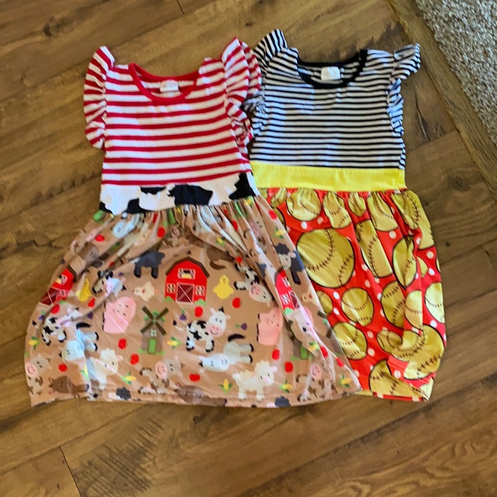Girls softball and farm dress!